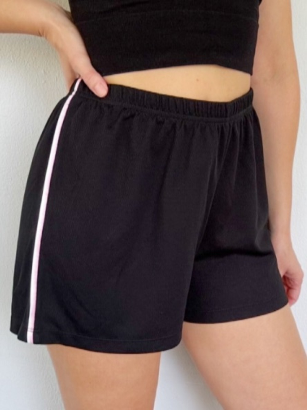 C9 by Champion black blush pink side stripe mesh gym shorts size medium